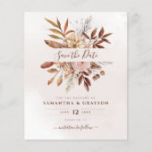 Budget Boho Bloemen Herfst Bruiloft Save The Date (Voorkant)