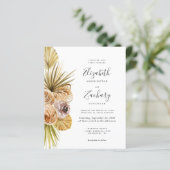 Budget Boho Bloemen Tropische Trouw Uitnodiging (Staand voorkant)