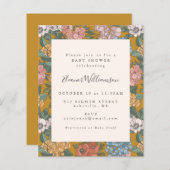 Budget Boho Bloemengeel Baby Shower Uitnodiging (Voorkant / Achterkant)