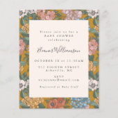Budget Boho Bloemengeel Baby Shower Uitnodiging (Voorkant)