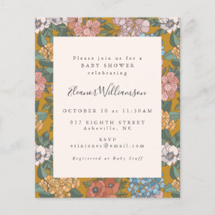 Budget Boho Bloemengeel Baby Shower Uitnodiging