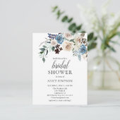 Budget Boho Blue Neutral Flower Vrijgezellenfeest Uitnodiging Briefkaart (Staand voorkant)