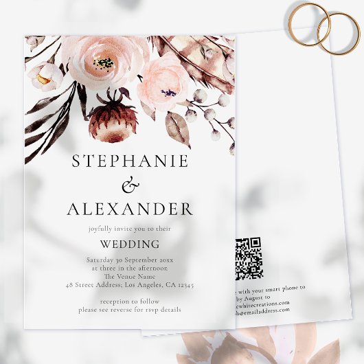 Budget Boho Blush Florals QR Code Weddenschap nodi