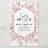Budget Boho Blush Pink Baby Brunch Uitnodiging (Voorkant)