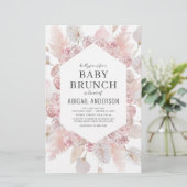 Budget Boho Blush Pink Baby Brunch Uitnodiging (Staand voorkant)