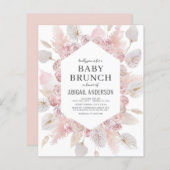 Budget Boho Blush Pink Baby Brunch Uitnodiging (Voorkant / Achterkant)