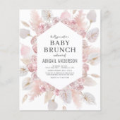 Budget Boho Blush Pink Baby Brunch Uitnodiging (Voorkant)