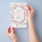 Budget Boho Blush Pink Baby Brunch Uitnodiging Flyer (Hand)