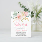 Budget Boho Blush Pink Baby shower Uitnodiging (Staand voorkant)