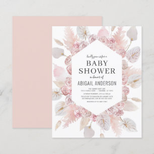 Budget Boho Blush Pink Baby shower Uitnodiging