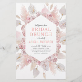 Budget Boho Blush Pink Bridal Brunch Uitnodiging Flyer