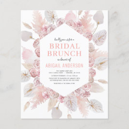 Budget Boho Blush Pink Bridal Brunch Uitnodiging Flyer