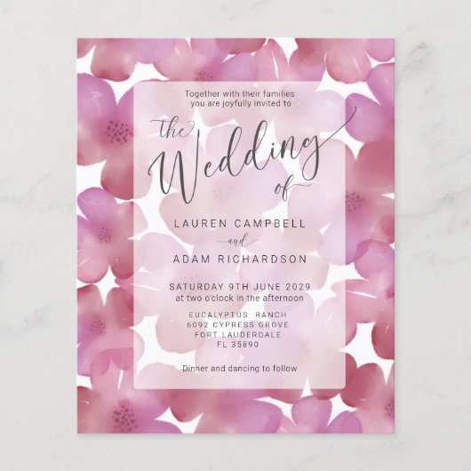 Budget Boho Blush Pink Floral Wedding (Voorkant)