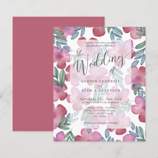 Budget Boho Blush Pink Floral Wedding (Voorkant / Achterkant)