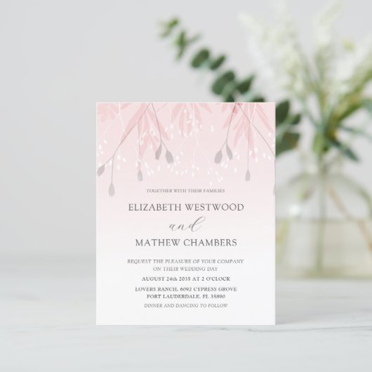 Budget Boho Blush Pink Foliage Weddenschap (Staand voorkant)