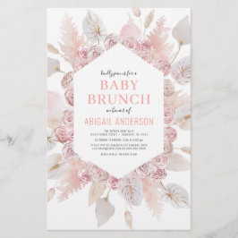 Budget Boho Blush Roze Baby Brunch Uitnodiging  Flyer