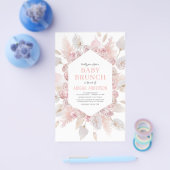 Budget Boho Blush Roze Baby Brunch Uitnodiging Flyer (Enkel)
