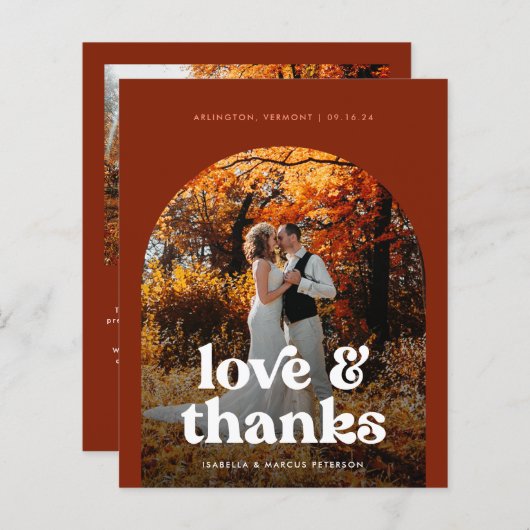 Budget Boho Boog Foto bruiloft Dank u kaart (Voorkant / Achterkant)