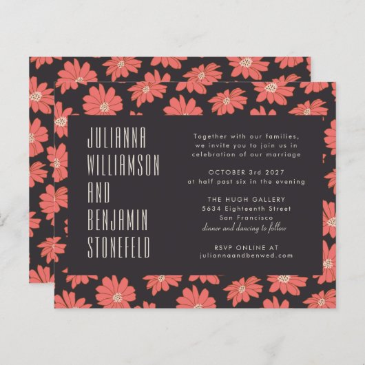 Budget Boho Botanical Black Red Floral Wedding (Voorkant / Achterkant)