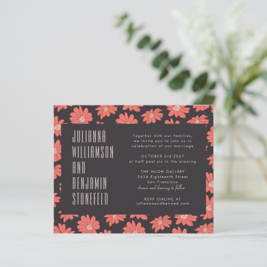 Budget Boho Botanical Black Red Floral Wedding (Staand voorkant)