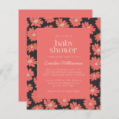 Budget Boho Botanical Flowers Navy Red Baby shower (Voorkant / Achterkant)
