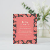 Budget Boho Botanical Flowers Navy Red Baby shower (Staand voorkant)