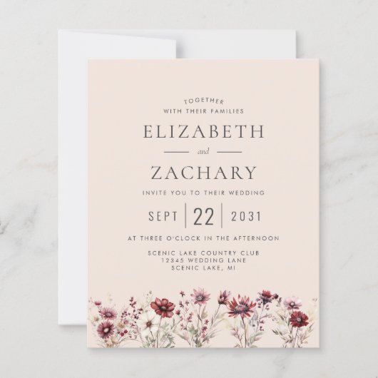 Budget Boho Bourgogne Bloemen Blush bruiloft Uitno (Voorkant)