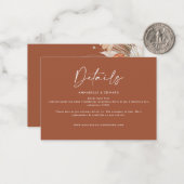 budget boho bruiloft terracotta pampas grasland notitiekaartje (Voorkant / Achterkant in situ)