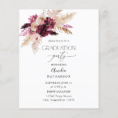 Budget Boho Burgundy & Pink Floral Gradual Party Flyer (Voorkant)