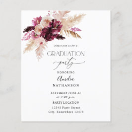 Budget Boho Burgundy & Pink Floral Gradual Party Flyer