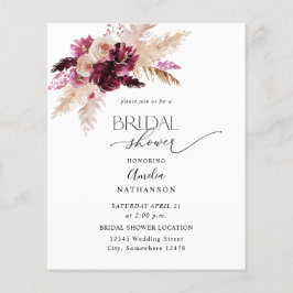 Budget Boho Burgundy & Pink Floral Vrijgezellenfee Flyer