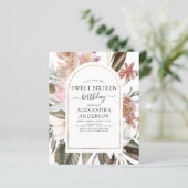 Budget Boho Burgundy Sweet 16 Birthday Uitnodiging (Staand voorkant)