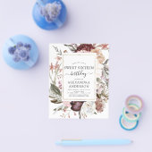 Budget Boho Burgundy Sweet 16 Birthday Uitnodiging Flyer (Enkel)