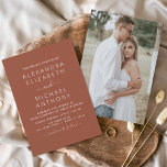 Budget Boho Burnt Sinaasappel Foto Bruiloft Uitnod Flyer<br><div class="desc">Vier je liefde met een vleugje rustieke elegantie met behulp van onze Budget Boho Burnt Oranje foto bruiloft uitnodigingen. Deze uitnodigingen combineren betaalbaarheid en stijl naadloos. De warme en uitnodigende verbrande sinaasappels tonen in combinatie met een minimalistisch design creëer en een aantrekkelijk decor voor uw dierbare foto's. Met een knipoog...</div>