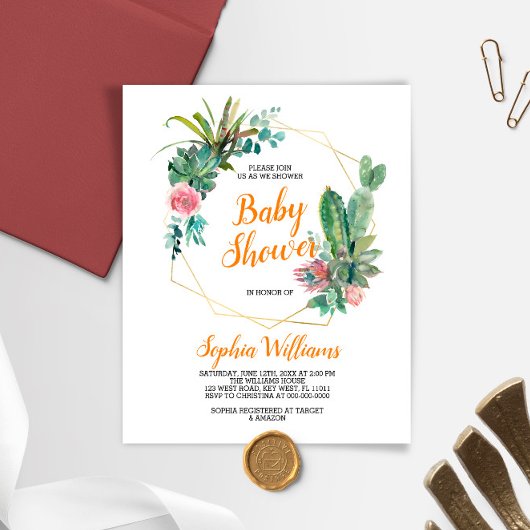 Budget Boho Cactus Baby shower
