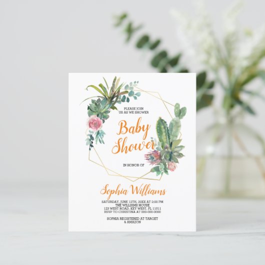Budget Boho Cactus Baby shower (Staand voorkant)