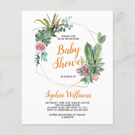 Budget Boho Cactus Baby shower (Voorkant)
