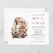 Budget Boho Cake Bloemen Bohemian Bruiloft Uitnodi (Voorkant / Achterkant)