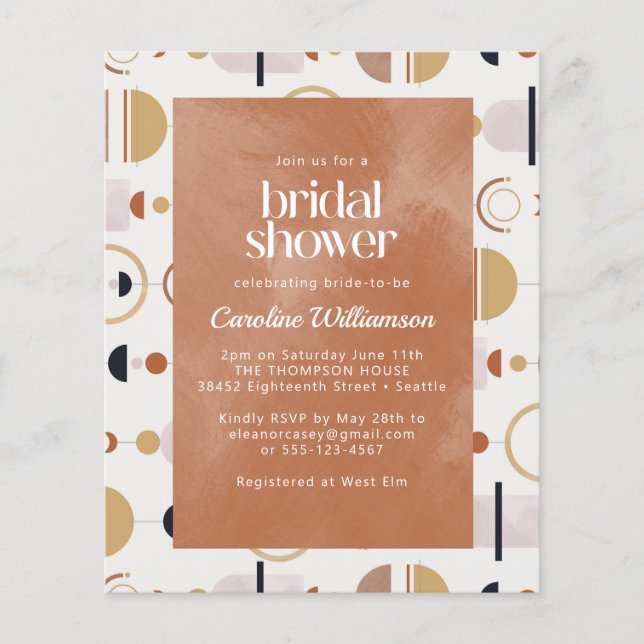 Budget Boho Celestial Terracotta Bruiloftsborrel  (Voorkant)