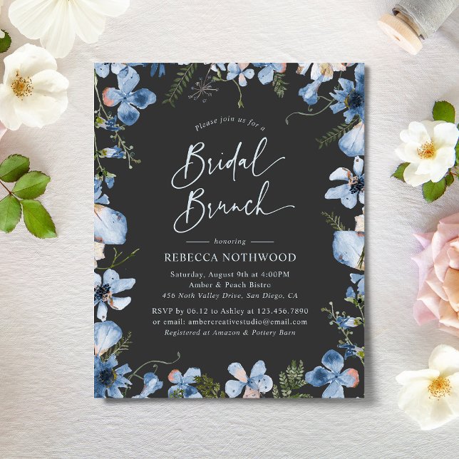 Budget Boho Charcoal Bridal Brunch Uitnodiging (Creator heeft geüpload)