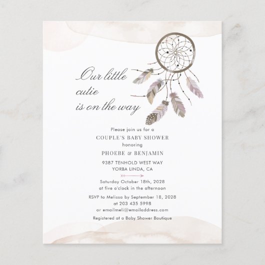 Budget Boho Chic Couples Baby shower Invitation (Voorkant)