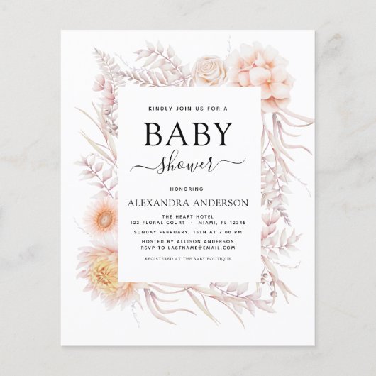 Budget Boho Chic Dusty Pink Desert Baby shower (Voorkant)