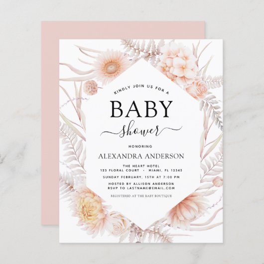 Budget Boho Chic Dusty Pink Desert Baby shower (Voorkant / Achterkant)