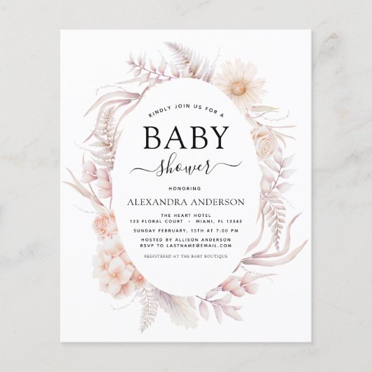 Budget Boho Chic Dusty Pink Desert Baby shower (Voorkant)