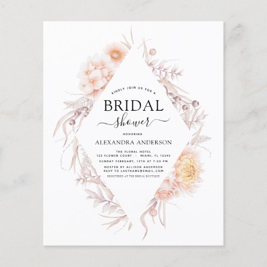 Budget Boho Chic Dusty Pink Desert Vrijgezellenfee Flyer (Voorkant)