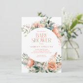 Budget Boho Chic Floral Botanical Baby shower Kaart (Staand voorkant)