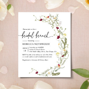 Budget Boho Chic Floral Bridal Brunch Uitnodiging