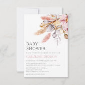 Budget Boho Chic Floral Pampas Grass Baby shower Kaart (Voorkant)