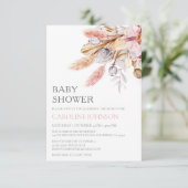 Budget Boho Chic Floral Pampas Grass Baby shower Kaart (Staand voorkant)