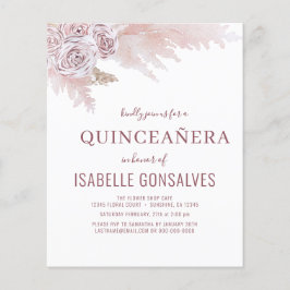 Budget Boho Chic QUINCEAÑERA Party Uitnodiging Flyer